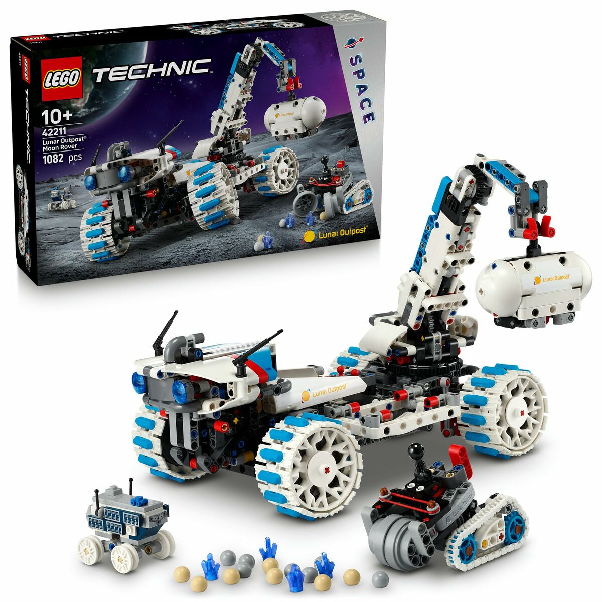 Lego Konstruktsioon Komplekt Lego 42211 Lunar Outpost Moon Rover Space Vehicle 1082 Tükid, Osad
