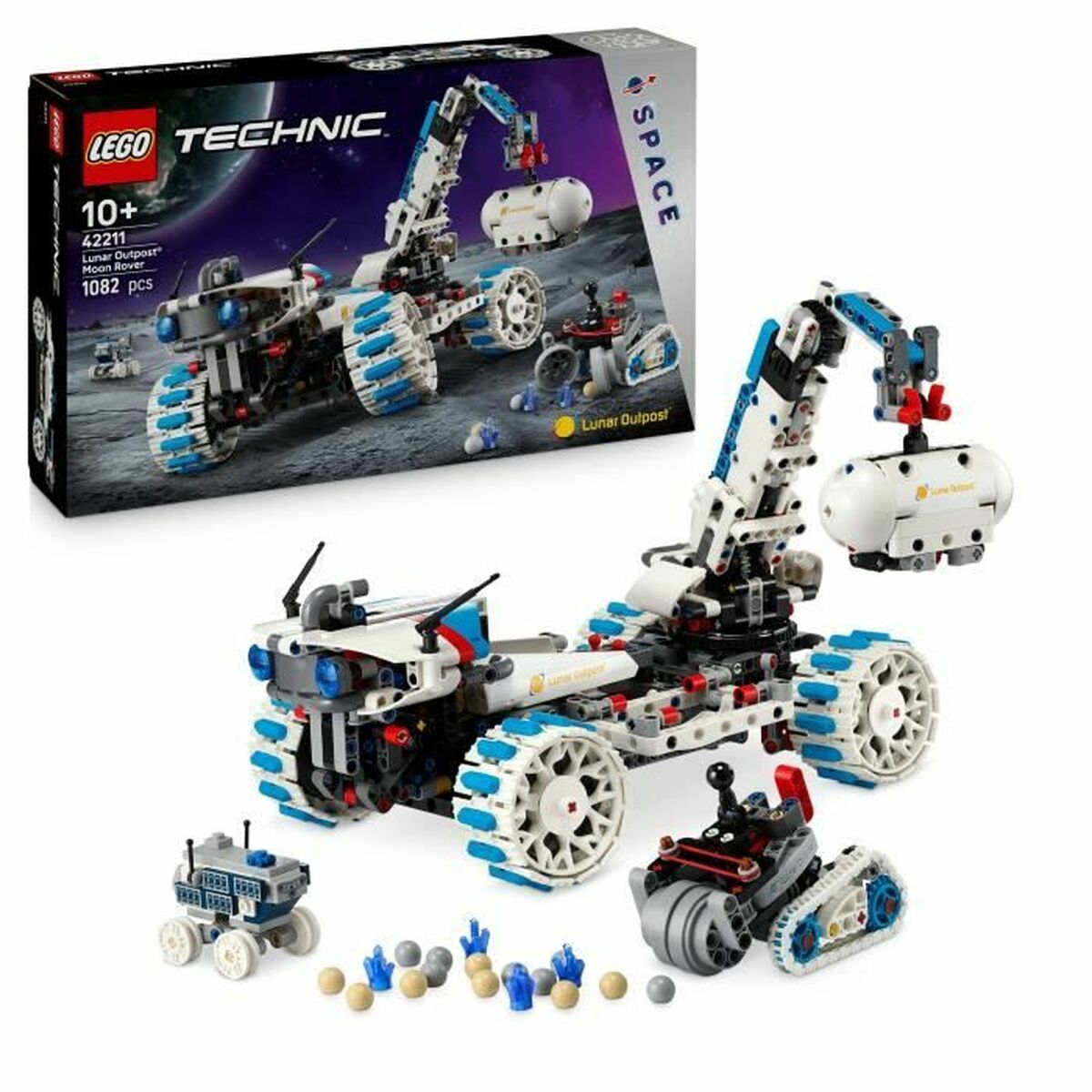 Lego Konstruktsioon Komplekt Lego 42211 Lunar Outpost Moon Rover Space Vehicle 1082 Tükid, Osad