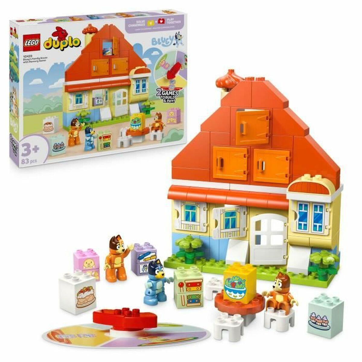 Lego Konstruktsioon Komplekt Lego Duplo 10459 Bluey's Family House With Memory 83 Tükid, Osad