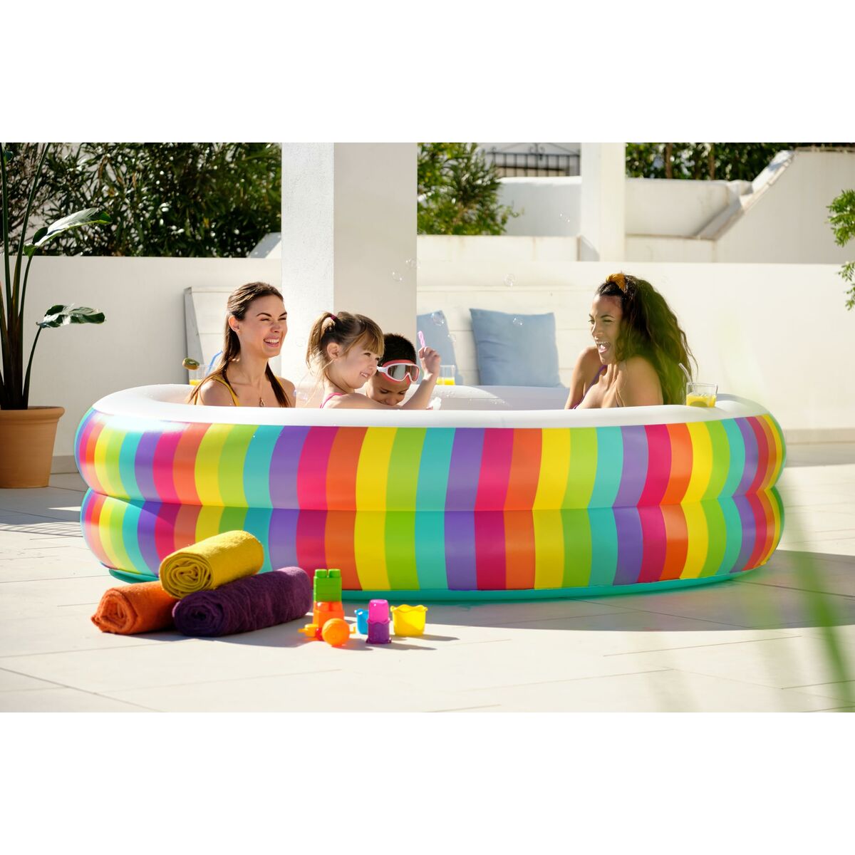 Bestway Täispuhutav Lastebassein Bestway Vikerkaar 206 X 206 X 51 Cm