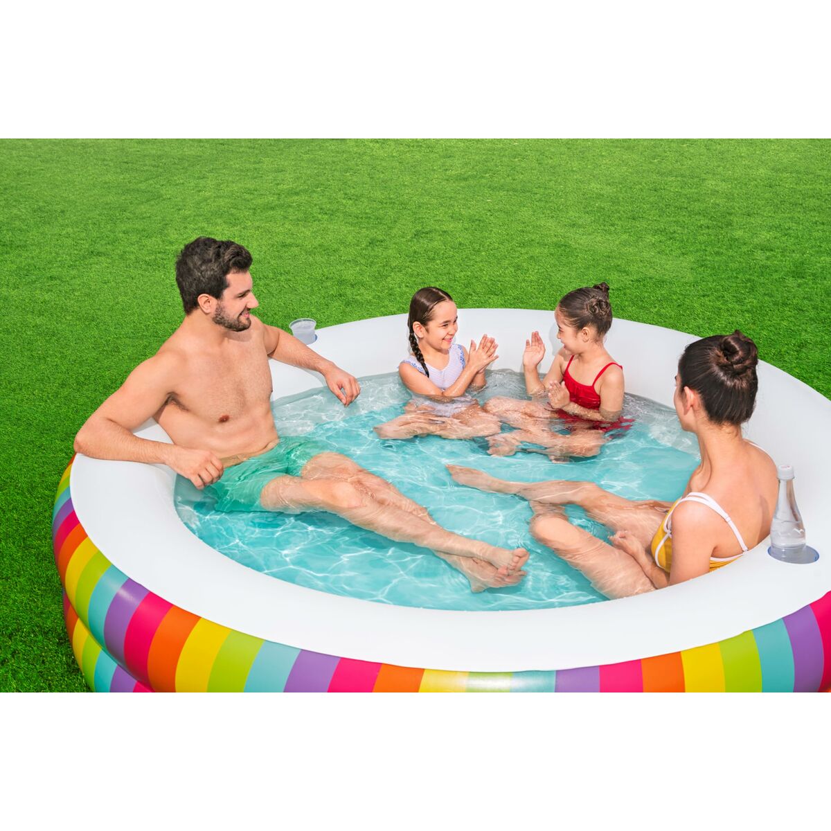 Bestway Täispuhutav Lastebassein Bestway Vikerkaar 206 X 206 X 51 Cm
