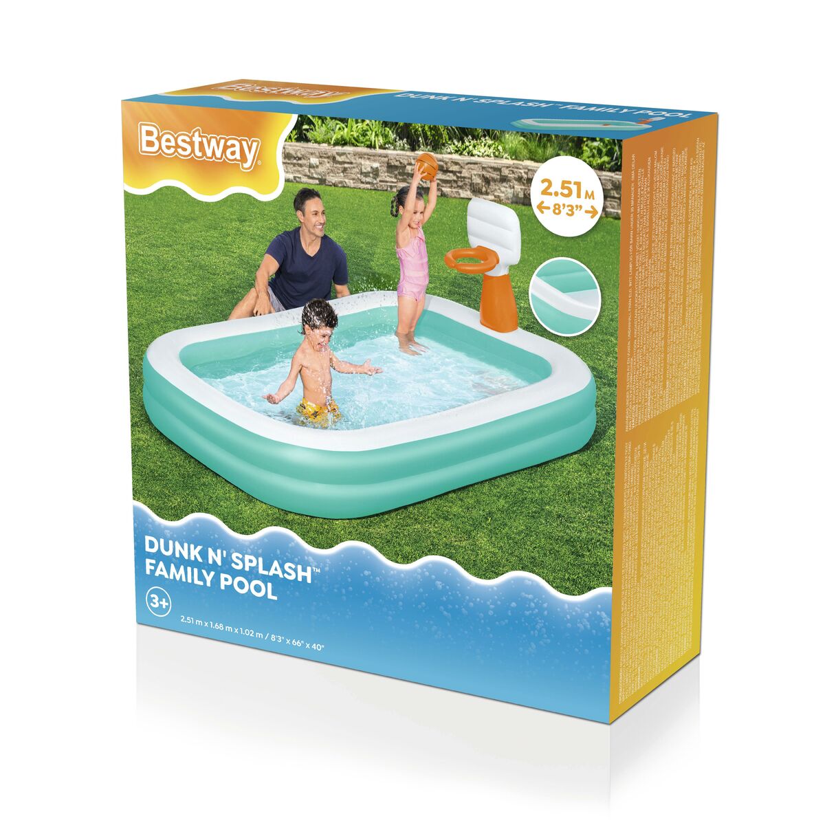 Bestway Täispuhutav Lastebassein Bestway Dunk N'splash 251 X 168 X 102 Cm