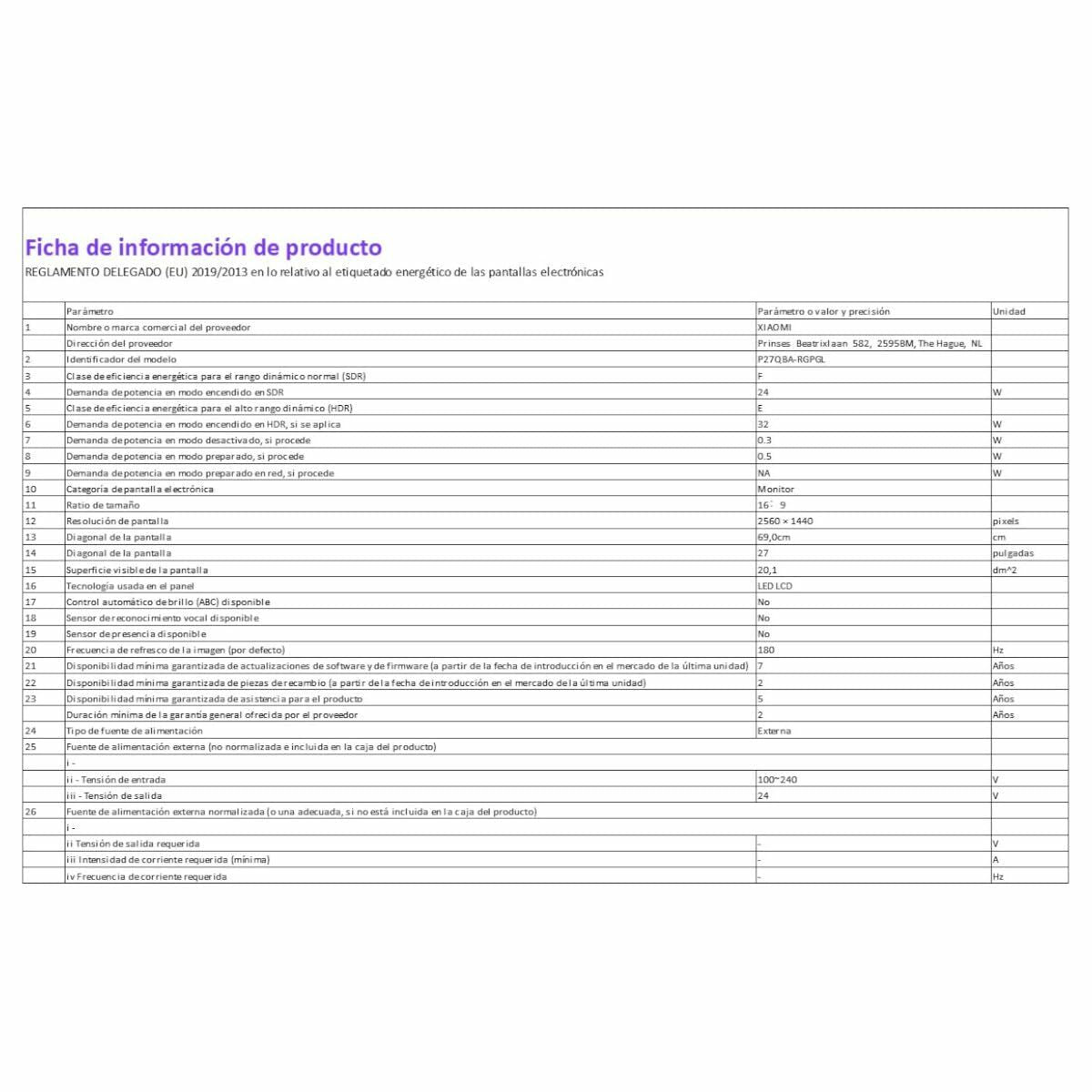 Xiaomi Mänguekraan Xiaomi Wide Quad Hd 27"