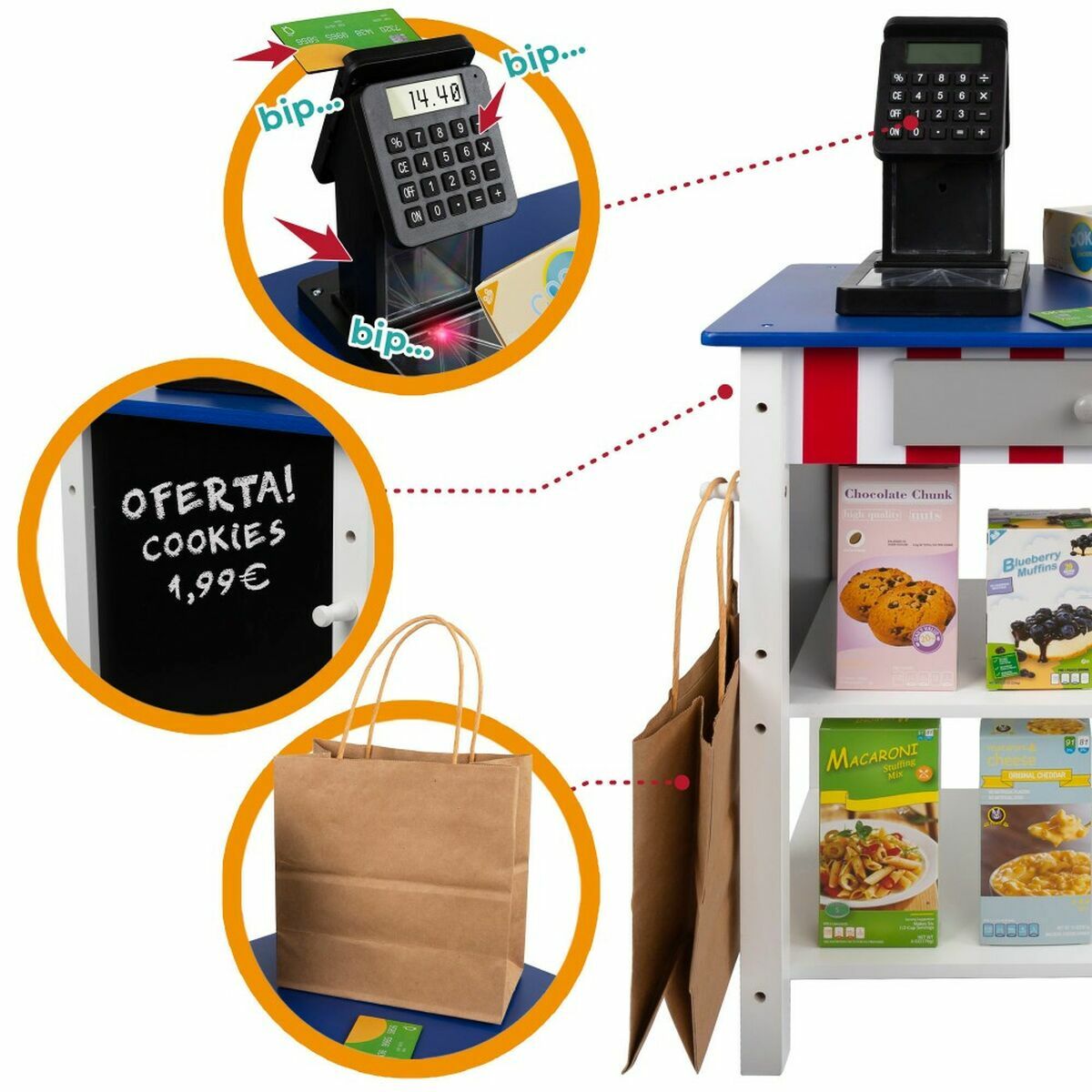 Woomax Mänguasjade Supermarket Woomax 48 X 70 X 30 Cm 28 Tükid, Osad