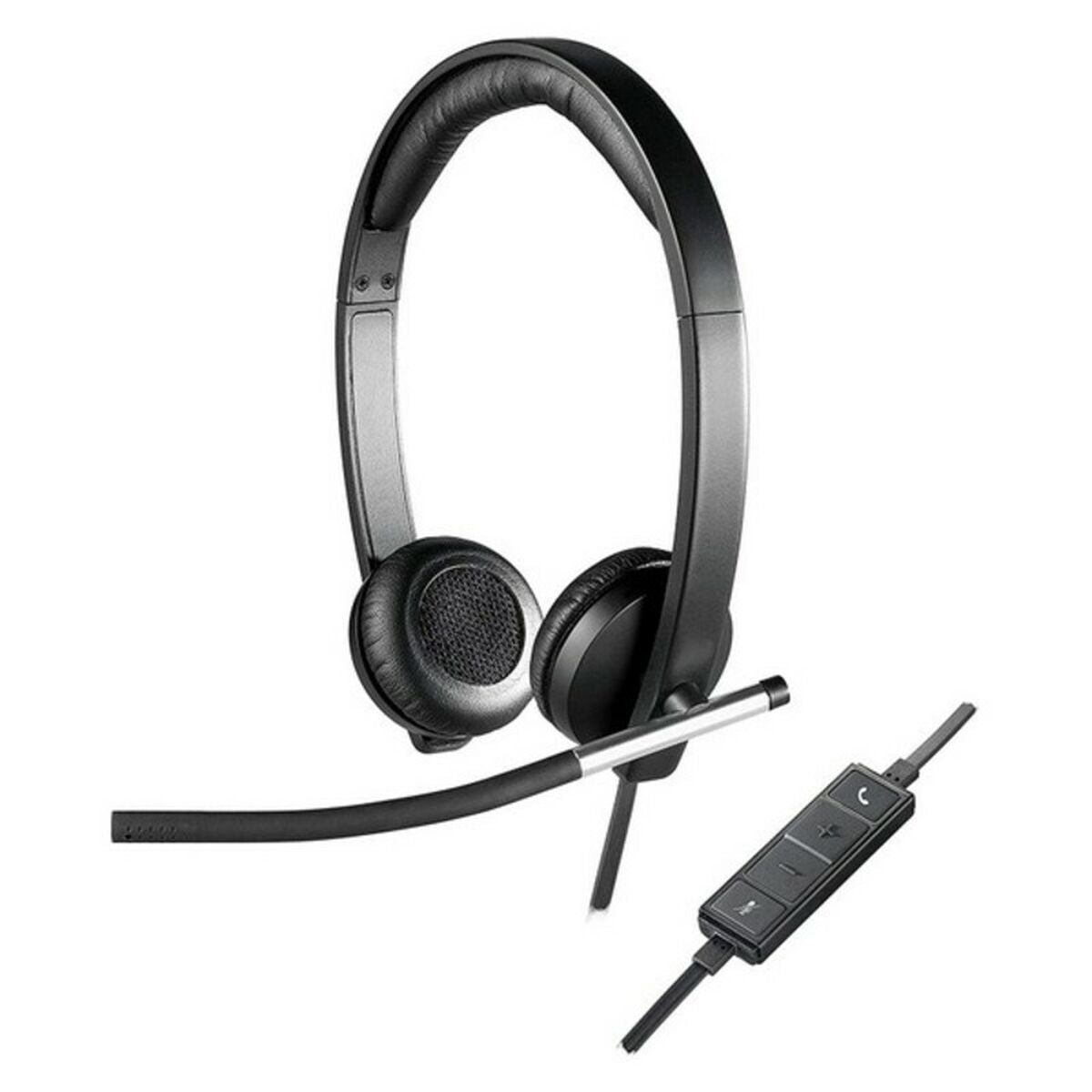 Logitech Kõrvaklapid Mikrofoniga Logitech 981-000519 Usb 2.0 Must Hõbedane