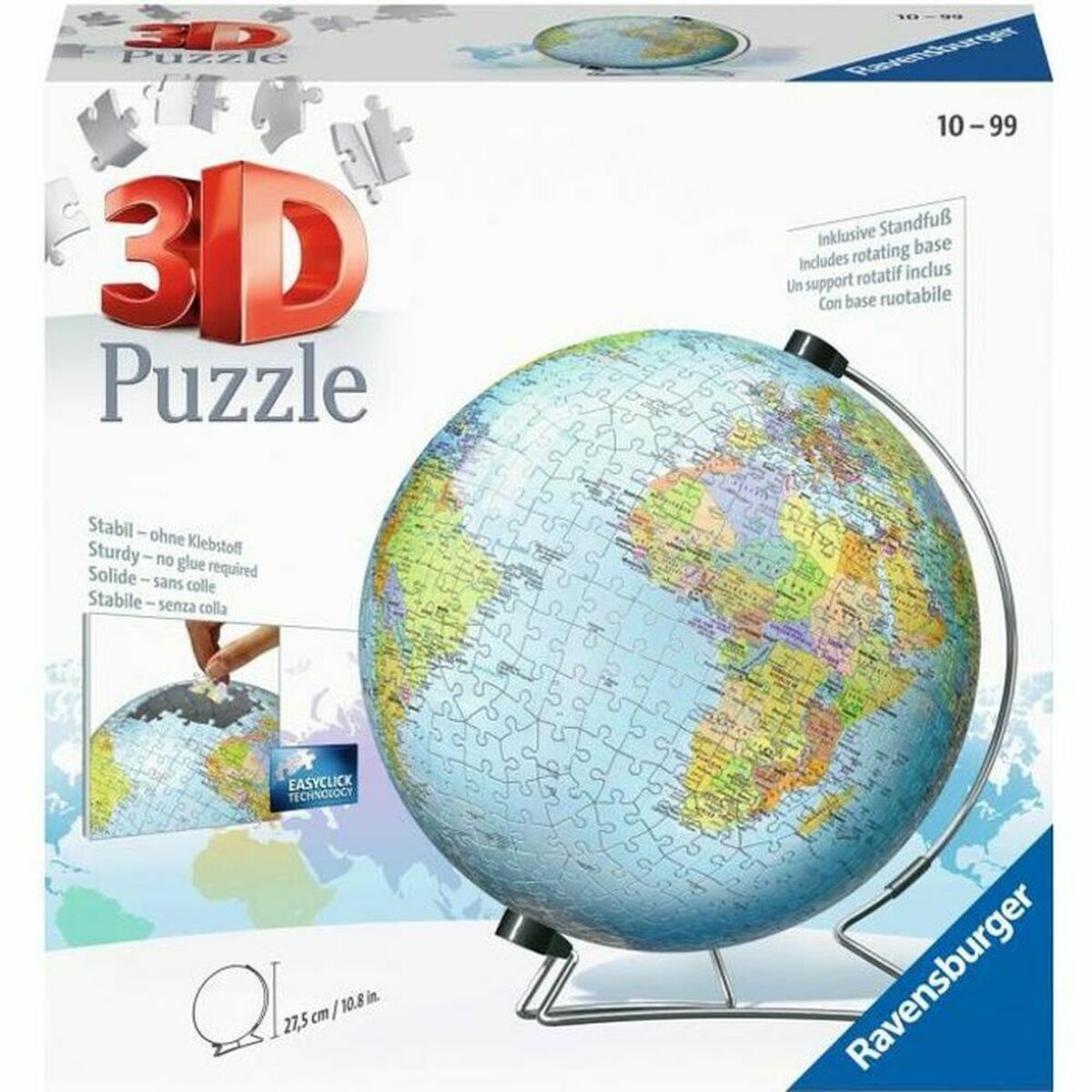 Ravensburger 3D Pusle Ravensburger Single Color Globe Unique 540 Tükid, Osad