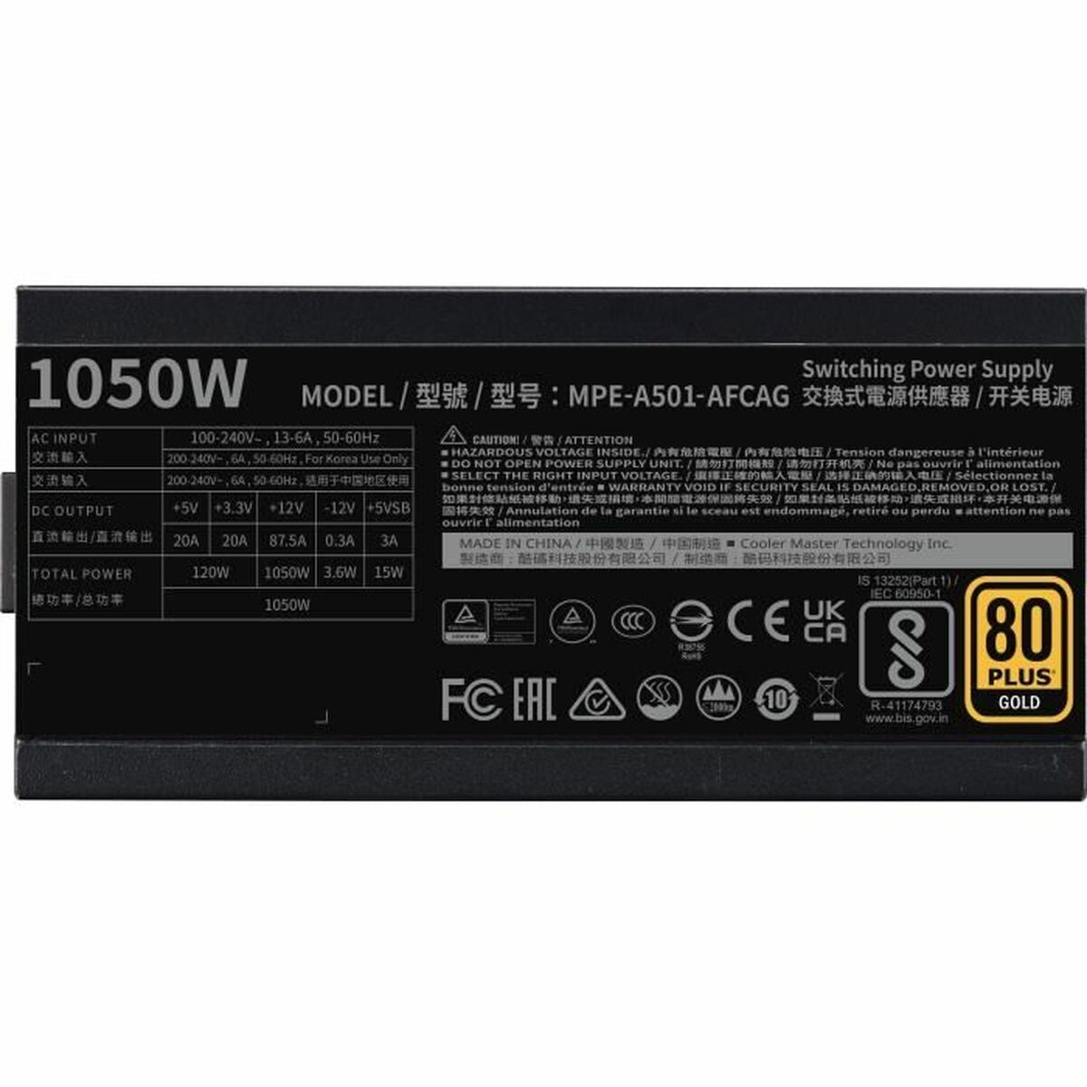 Cooler Master Toiteplokk Cooler Master Mwe Gold Atx 1050 W