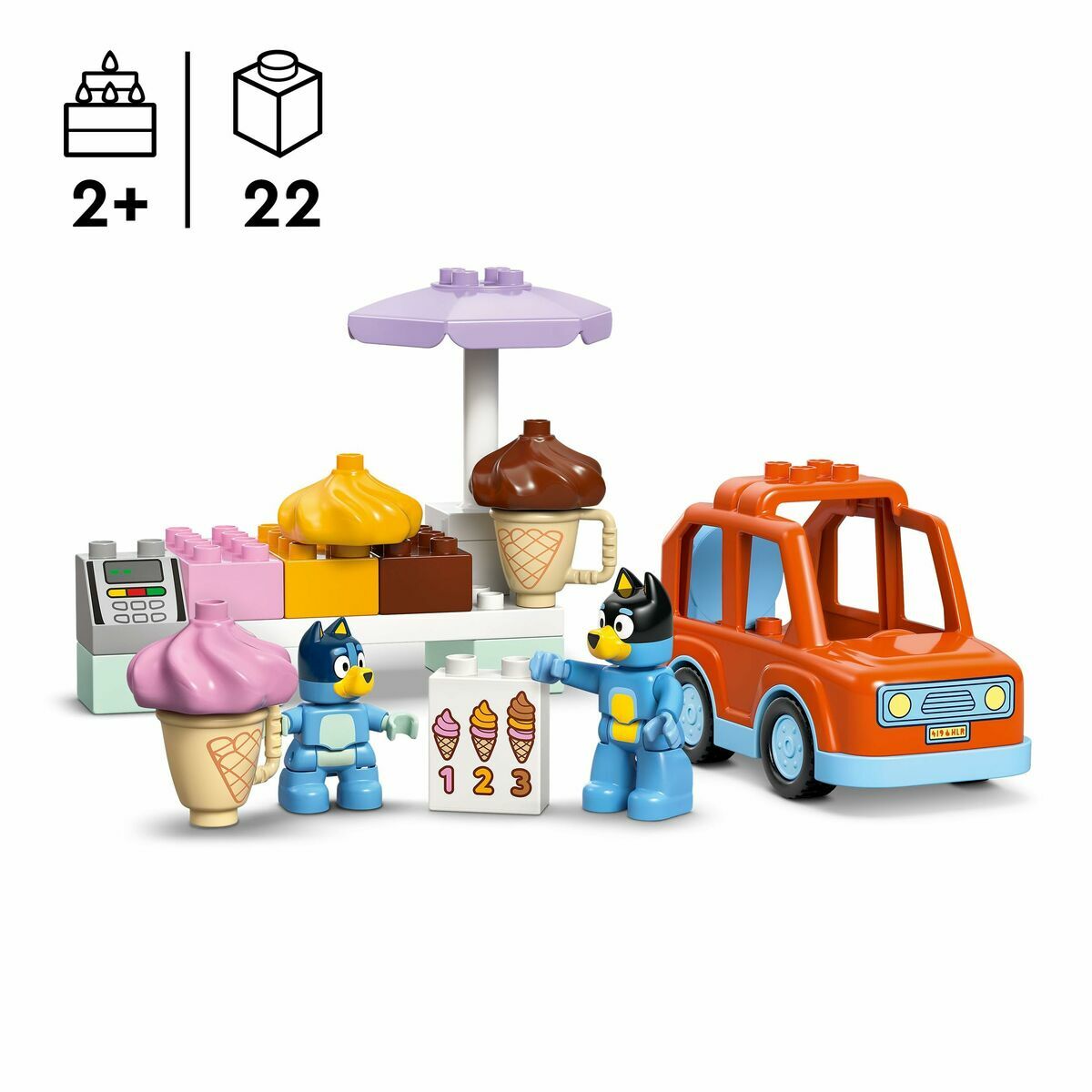 Lego Konstruktsioon Komplekt Lego Duplo 10458 Ice Cream Trip With Bluey 22 Tükid, Osad