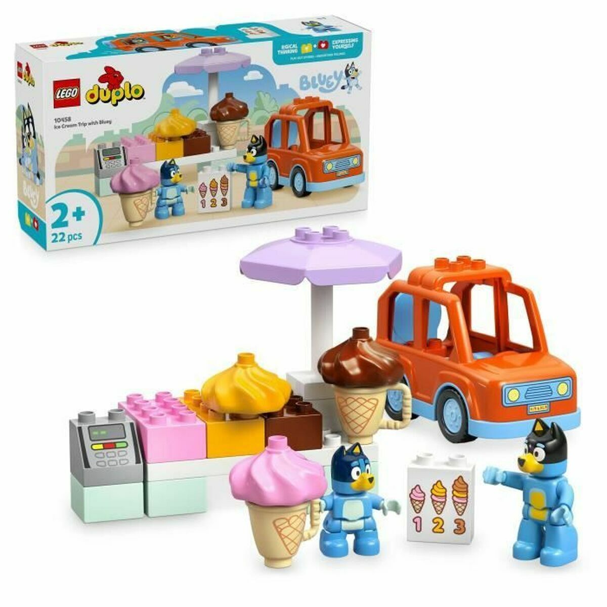 Lego Konstruktsioon Komplekt Lego Duplo 10458 Ice Cream Trip With Bluey 22 Tükid, Osad