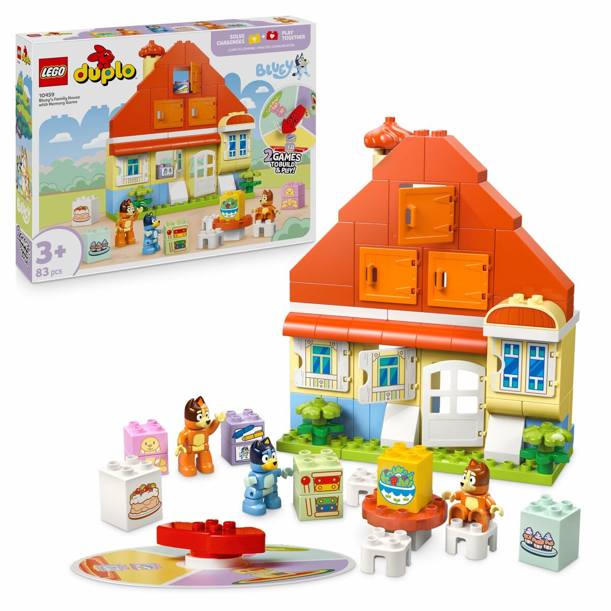 Lego Konstruktsioon Komplekt Lego Duplo 10459 Bluey's Family House With Memory 83 Tükid, Osad