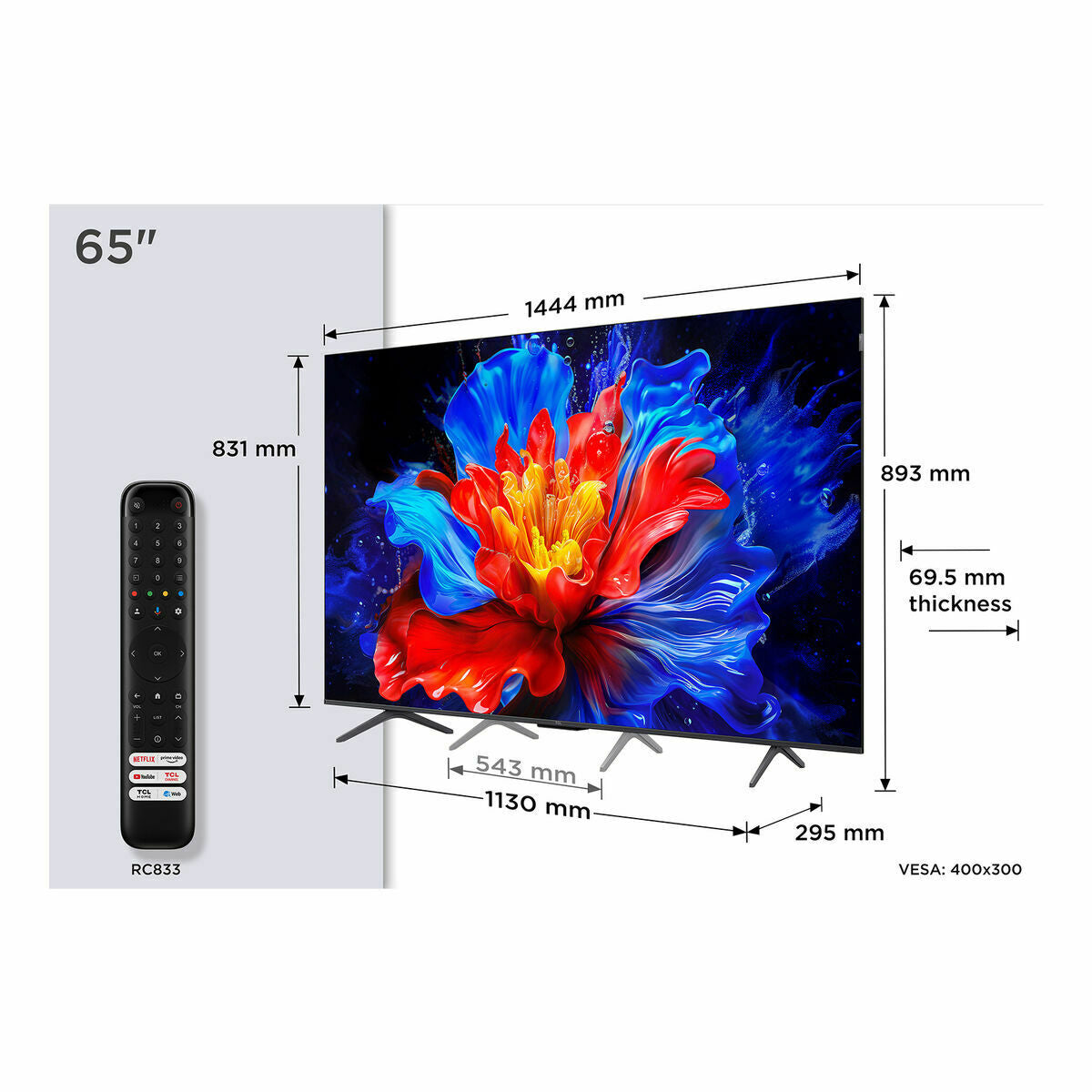 Tcl Smart Tv Tcl 65P8K 65" 4K Ultra Hd Led Hdr D-Led Qled