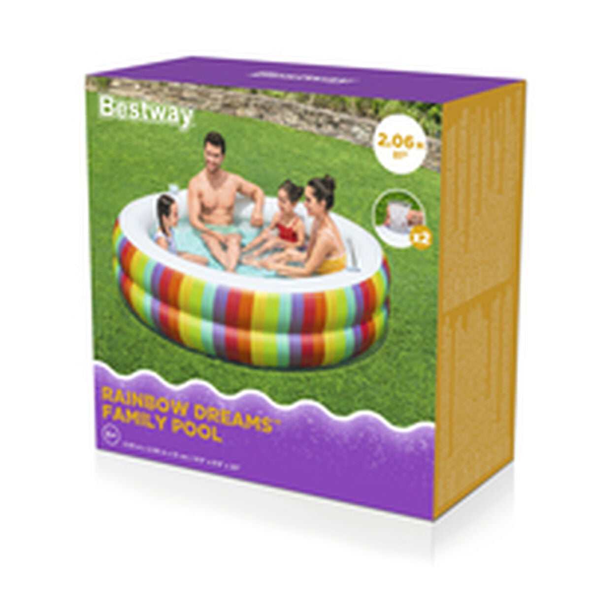 Bestway Täispuhutav Lastebassein Bestway Vikerkaar 206 X 206 X 51 Cm
