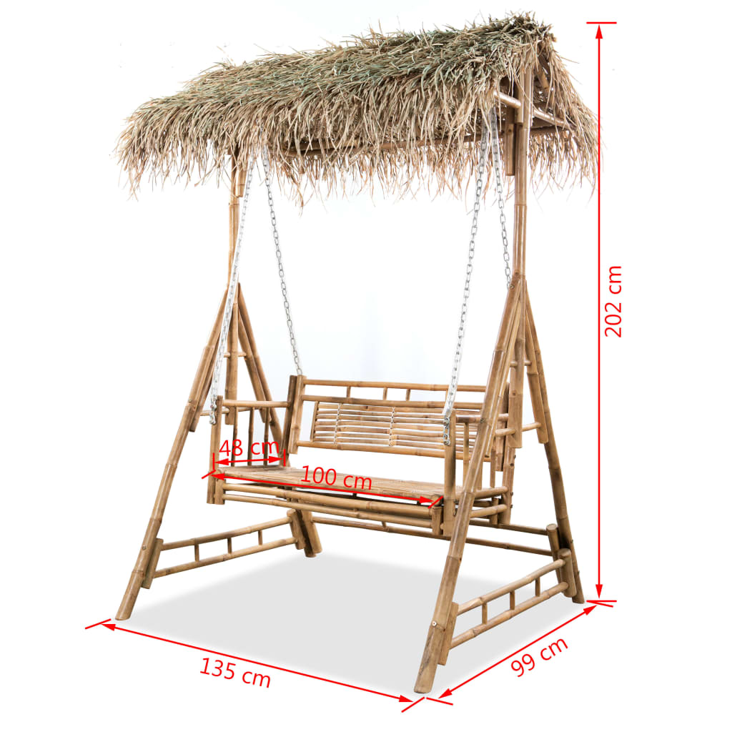 2-Kohaline Aiakiik Palmilehtedega, Bambus, 202 Cm